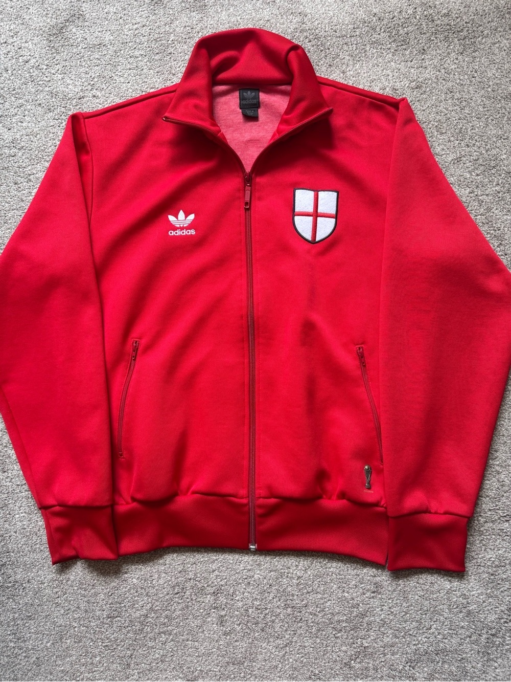 VTG Y2K Adidas England FIFA World Cup Soccer Full Zip Warm Up Jacket Size Medium
